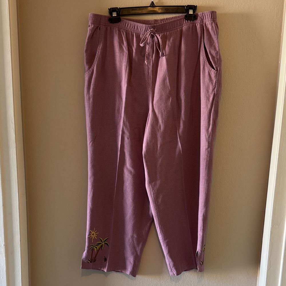 Courtenay Lavender Joggers with Embroidered Detail